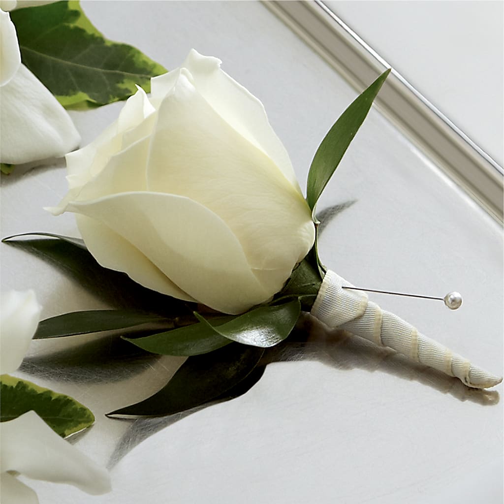 White Rose Boutonniere – My Florist, Calgary AB