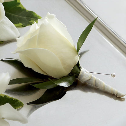 White Rose Boutonniere –  My Florist, Calgary AB